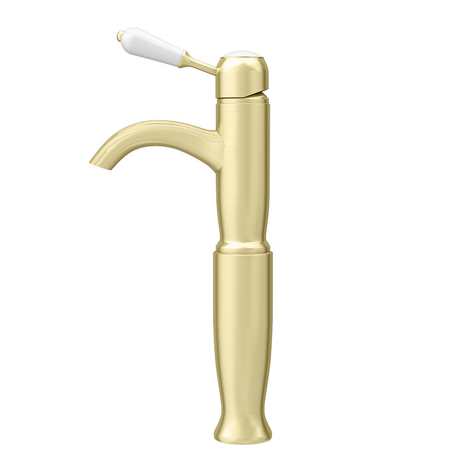 Lancaster Traditional Brushed Brass Tall Mono Basin Mixer incl. Waste  additional Large Image