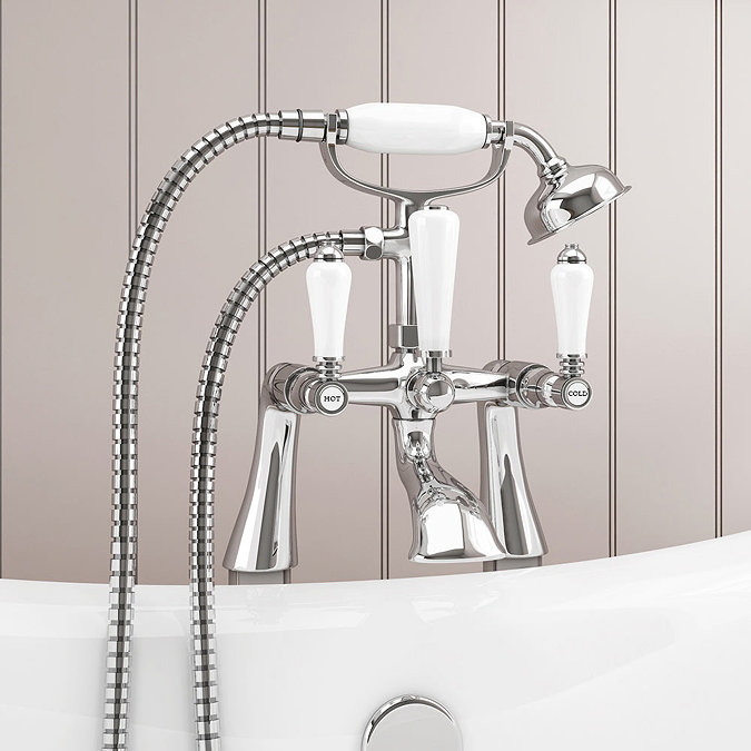 Lancaster Traditional Freestanding Chrome Bath Shower Mixer & Shower Kit  Feature Large Image