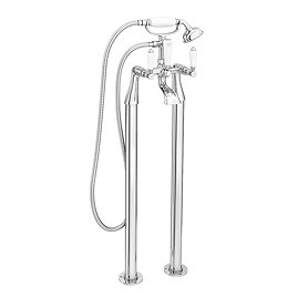 Lancaster Traditional Freestanding Chrome Bath Shower Mixer & Shower Kit Large Image
