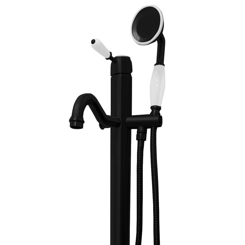 Lancaster Traditional Matt Black Single Lever Freestanding Bath Shower Mixer Victorian Plumbing UK