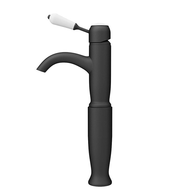 Lancaster Traditional Matt Black Tall Mono Basin Mixer Tap incl. Waste  In Bathroom Large Image