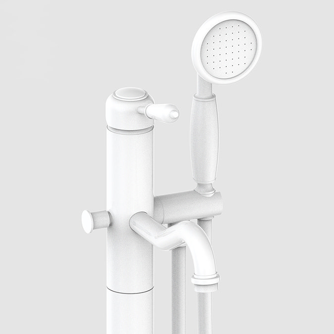 Lancaster Traditional Matt White Single Lever Freestanding Bath Shower Mixer  Profile Large Image
