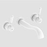 Lancaster Traditional Matt White Wall Mounted Lever Basin Mixer Tap Large Image