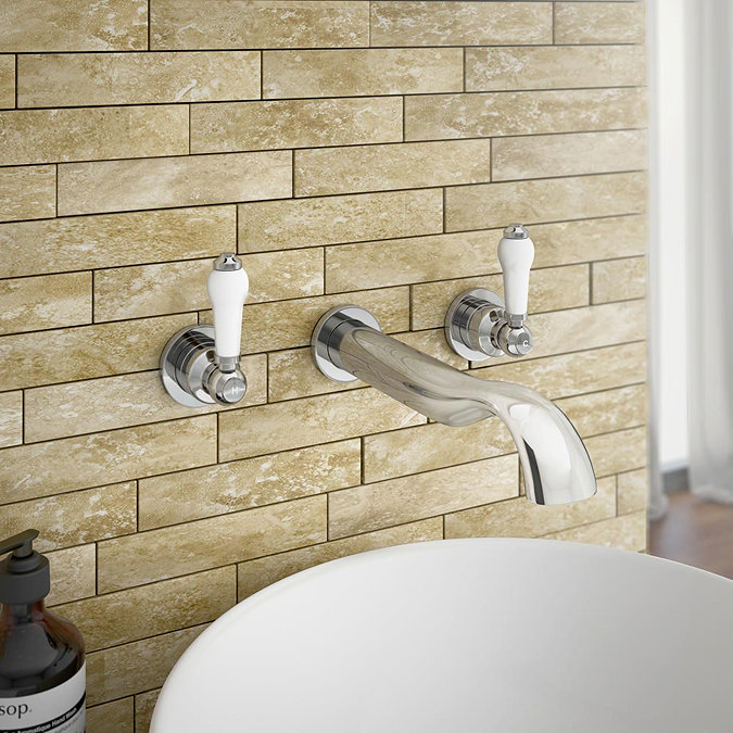 Lancaster Traditional Tap Package (Wall Mounted Bath Tap + Basin Tap)  Feature Large Image