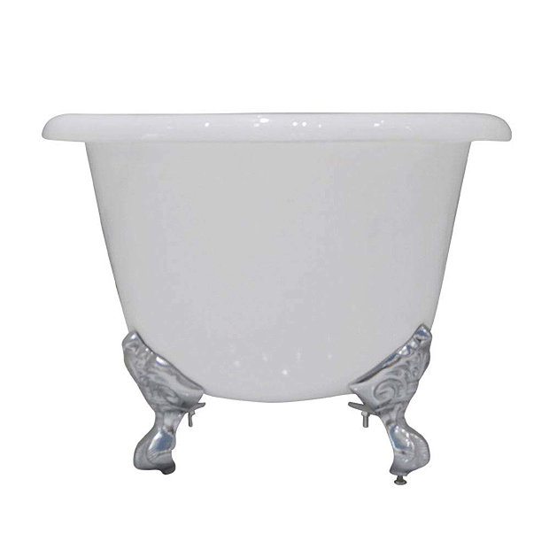 Landon 1680 x 750mm Double Ended Roll Top Cast Iron Bath with Chrome Feet  In Bathroom Large Image