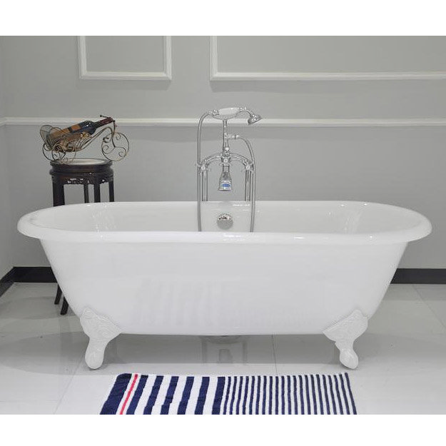 Landon Roll Top Cast Iron Bath (White Feet 1680 x 750mm) Large Image