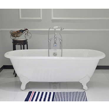 Landon Roll Top Cast Iron Bath (White Feet 1680 x 750mm) Profile Large Image