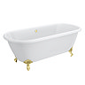 Landon Cast Iron Bath with Brushed Brass Feet (1710 x 775mm – Double Ended Roll Top)