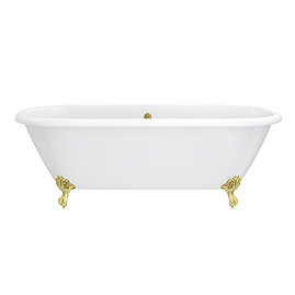 Landon Cast Iron Bath with Brushed Brass Feet (1710 x 775mm – Double Ended Roll Top)