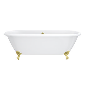 Landon Cast Iron Bath with Brushed Brass Feet (1710 x 775mm – Double Ended Roll Top)