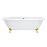Landon Cast Iron Bath with Brushed Brass Feet (1710 x 775mm – Double Ended Roll Top)