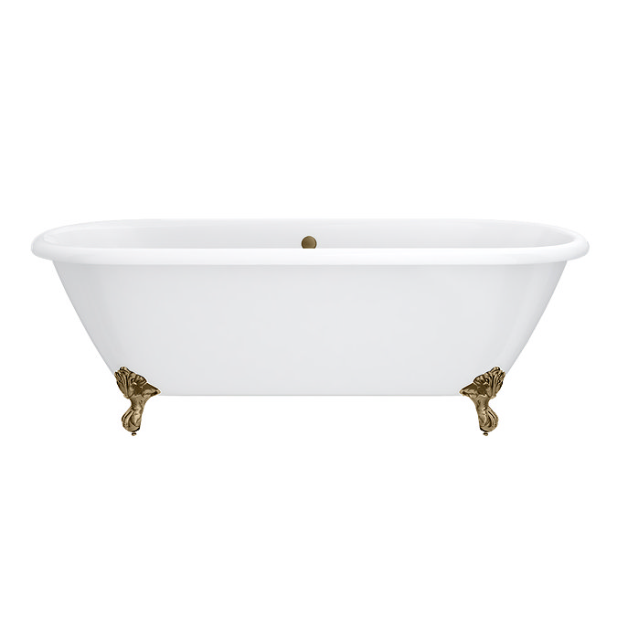 Landon Cast Iron Bath with Antique Brass Feet (1710 x 775mm – Double Ended Roll Top)