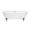 Landon Cast Iron Bath with Antique Brass Feet (1710 x 775mm – Double Ended Roll Top)