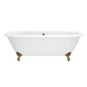 Landon Cast Iron Bath with Antique Brass Feet (1710 x 775mm – Double Ended Roll Top)