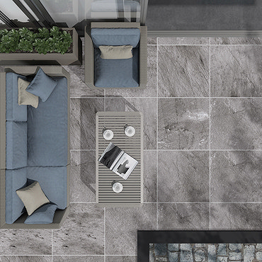 Larino Anthracite Outdoor Stone Effect Floor Tiles - 600 x 600mm  Profile Large Image