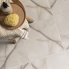 Lascari Carrara White Marble Effect Floor Tiles - 396 x 396mm