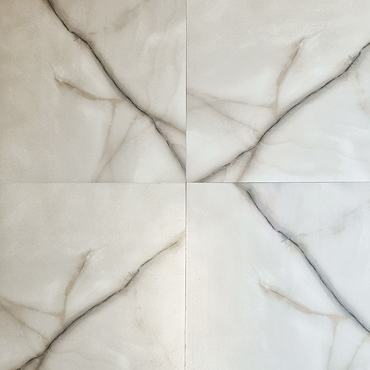 Lascari Carrara White Marble Effect Floor Tiles - 396 x 396mm