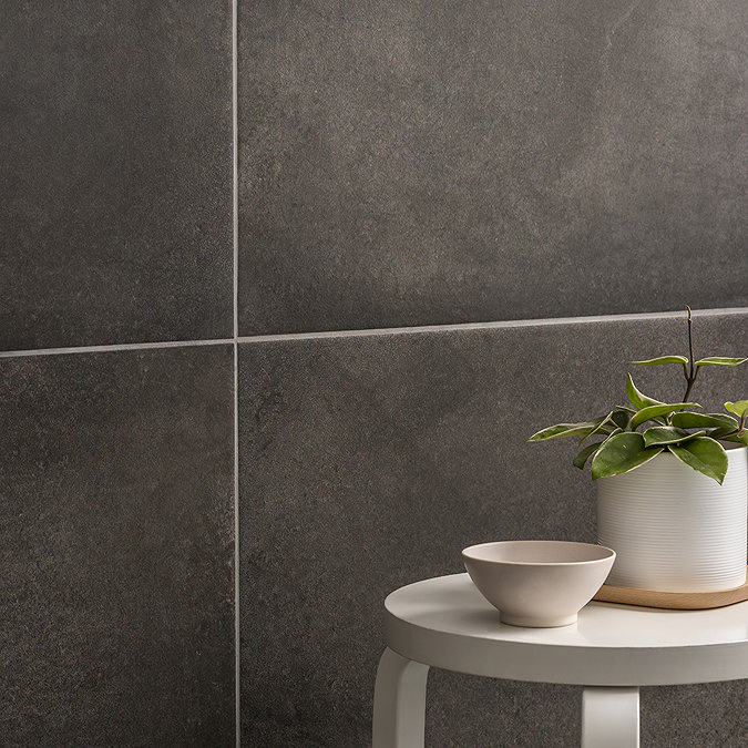 Lathom Graphite Concrete Effect Wall & Floor Tiles - 600 x 600mm