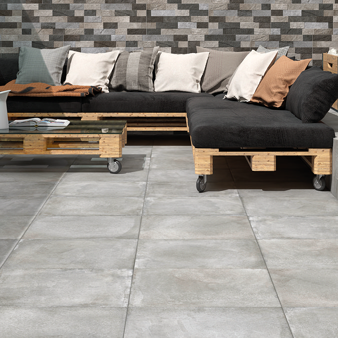 Lathom Grey Concrete Effect Wall & Floor Tiles - 600 x 600mm