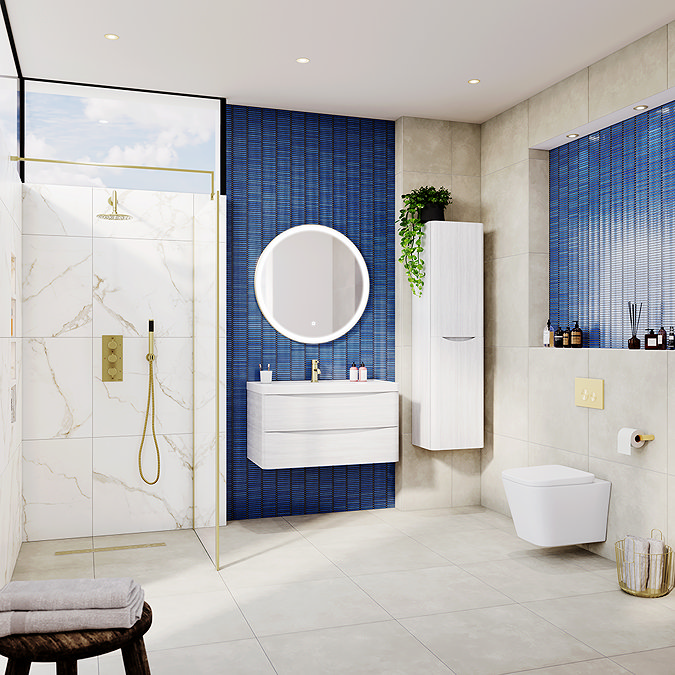 Lathom White Concrete Effect Wall & Floor Tiles - 600 x 600mm