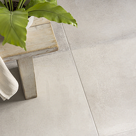Lathom White Concrete Effect Wall & Floor Tiles - 600 x 600mm