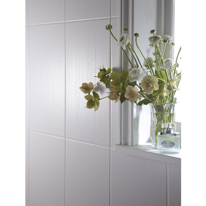 Laura Ashley - 8 Cottonwood Linear White Satin Wall Tiles - 248x498mm - LA51461 Feature Large Image