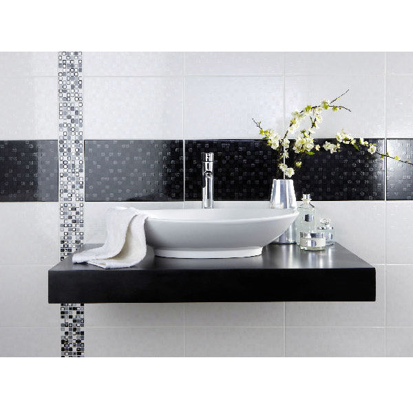 Laura Ashley - 10 Hinton Black Wall Gloss Tiles - 248x398mm - LA51072 Feature Large Image
