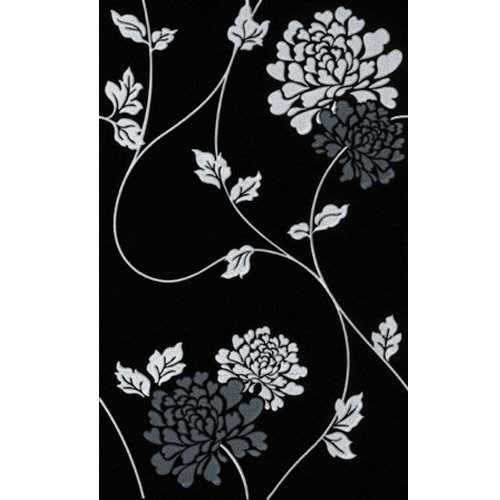 Laura Ashley - 10 Isadore Floral Black/White Wall Gloss Tiles - 248x398mm - LA50907 Large Image