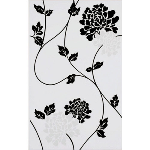 Laura Ashley - 10 Isadore Floral White/Black Wall Gloss Tiles - 248x398mm - LA50815 Large Image