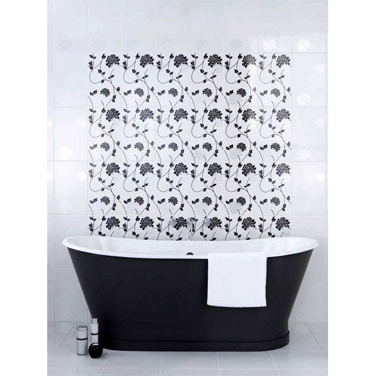 Laura Ashley - 10 Isadore Floral White Wall Gloss Tiles - 248x398mm - LA50808 Profile Large Image