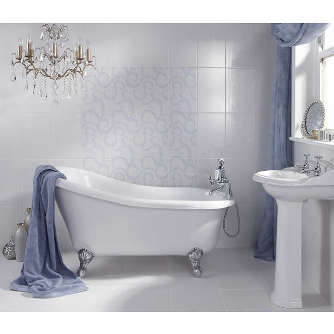 Laura Ashley - 10 Marchmont White Wall Gloss Tiles - 248x398mm - LA51294 Feature Large Image