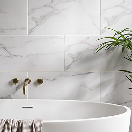 Laurito White Marble Effect Wall & Floor Tiles - 300 x 600mm