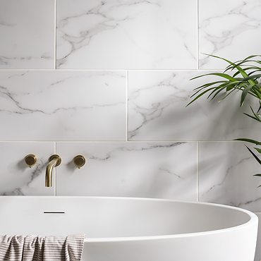 Laurito White Marble Effect Wall & Floor Tiles - 300 x 600mm