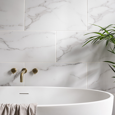 Laurito White Marble Effect Wall & Floor Tiles - 300 x 600mm