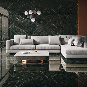 Lavetto Black Marble Effect Large Format Wall and Floor Tile - 1200 x 2800mm