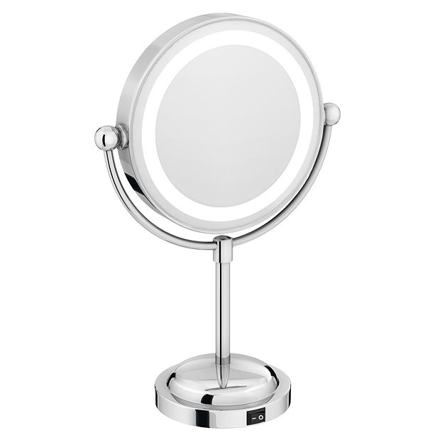 LED Illuminated Free Standing Cosmetic Mirror Large Image
