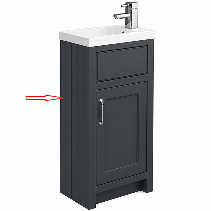 Left Hand Side Panel for Chatsworth 400mm Traditional Graphite Small Vanity Unit