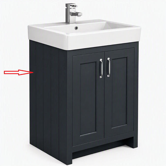 Left Hand Side Panel for Chatsworth 525mm Traditional Graphite Vanity unit