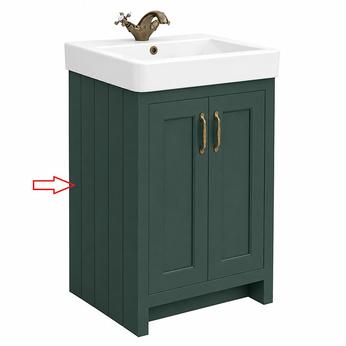 Left Hand Side Panel for Chatsworth 525mm Traditional Green Vanity Unit