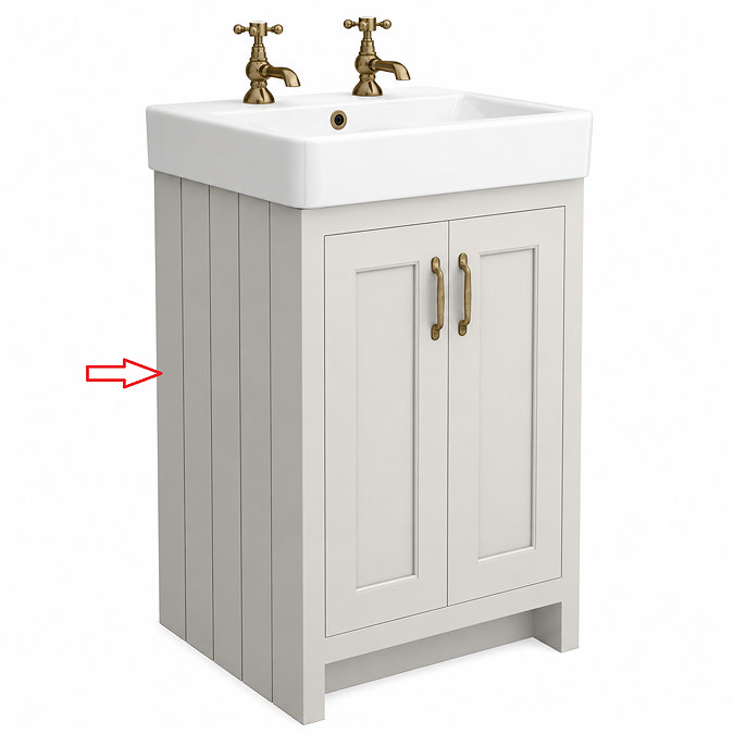 Left Hand Side Panel for Chatsworth 525mm Traditional Grey Vanity Unit