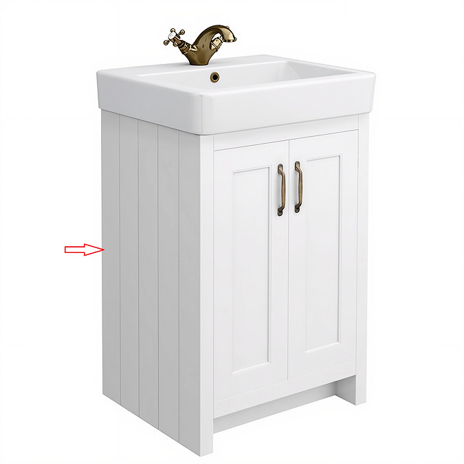 Left Hand Side Panel for Chatsworth 525mm Traditional White Vanity Unit