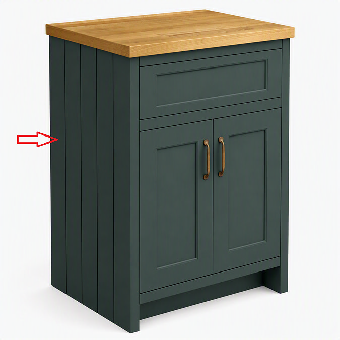 Left Hand Side Panel for Chatsworth 590mm Traditional Green Vanity Unit