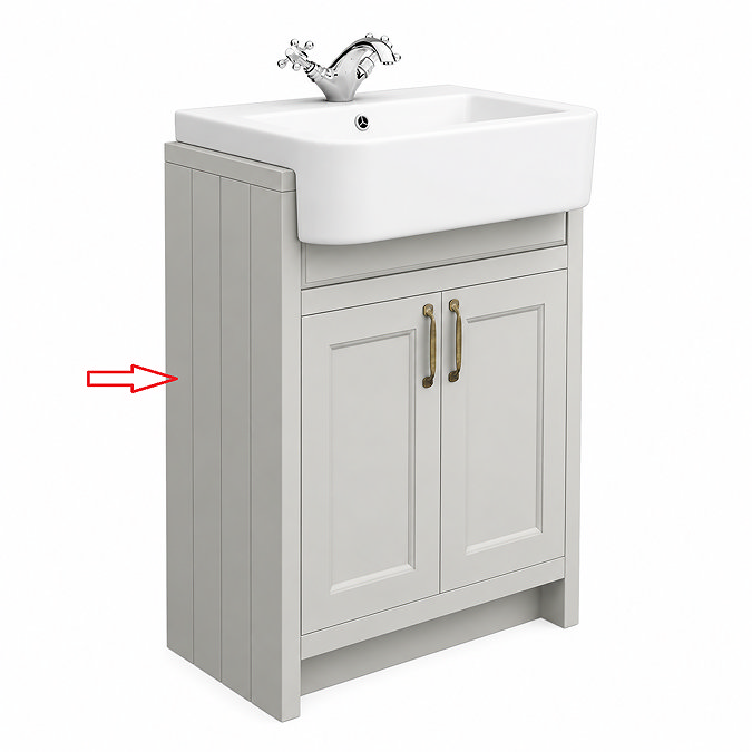 Left Hand Side Panel for Chatsworth 600mm Grey Semi Recessed Basin Unit