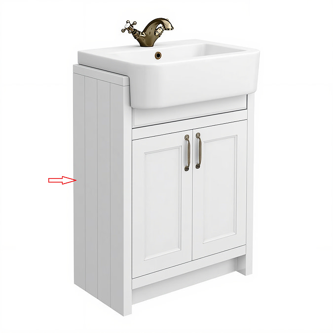 Left Hand Side Panel for Chatsworth 600mm White Semi Recessed Basin Unit