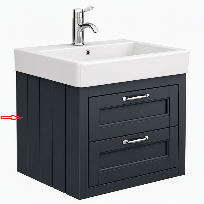 Left Hand Side Panel for Chatsworth Traditional Graphite 560mm 2 Drawer Wall Hung Vanity Unit