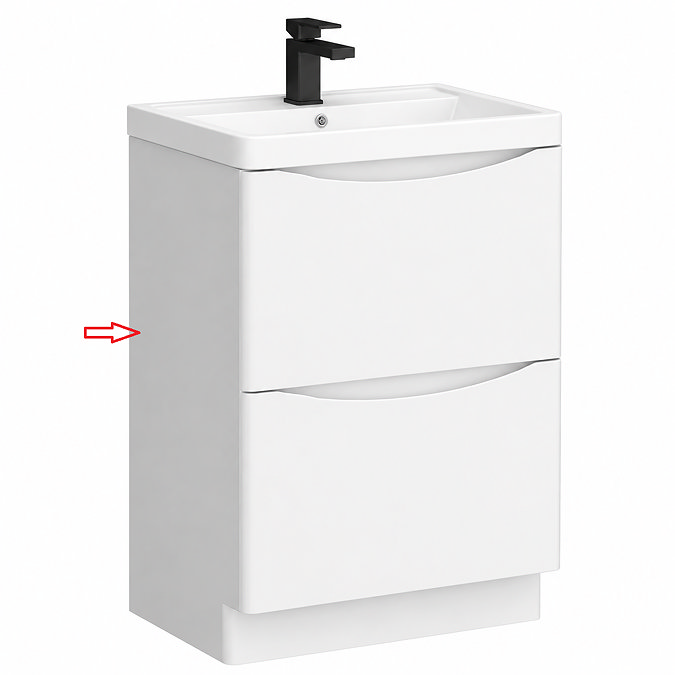 Left Hand Side Panel for Monza 600mm Floor Drawer Vanity Unit Gloss White