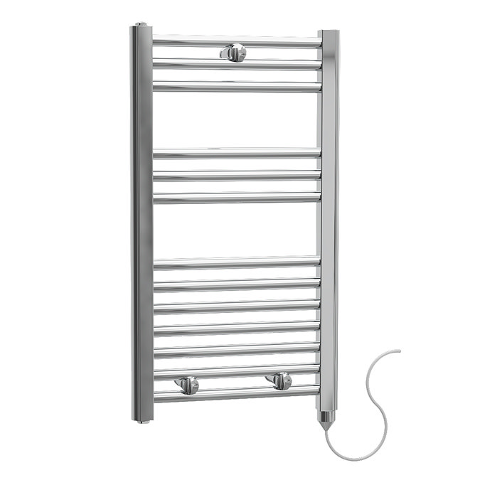 Leighton Straight Electric Heated Towel Rail - W400 x H720mm - Chrome Large Image