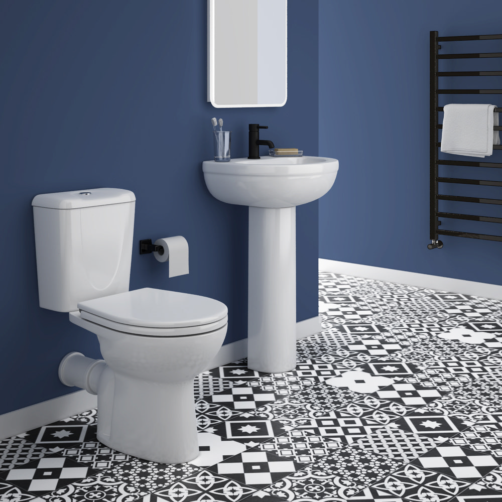 Lena Ceramic Close Coupled Modern Toilet | Victorian Plumbing UK