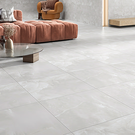 Lepanto Matt White Onyx Marble Effect Tiles - 600 x 600mm