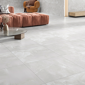 Lepanto Matt White Onyx Marble Effect Tiles - 600 x 600mm